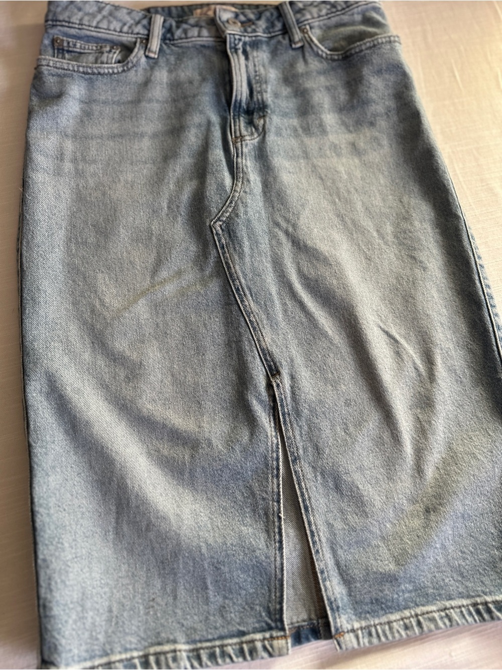 Lucky Brand Comfort Stretch Classic Denim Midi Slit Skirt | 8/29